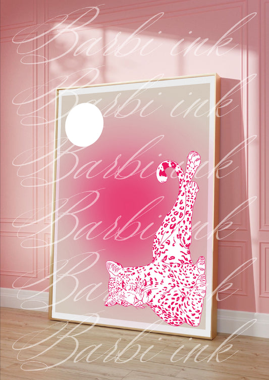 Affiche « léopard aura rose »